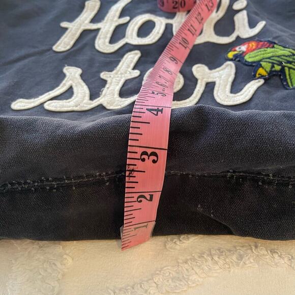 HOLLISTER Distressed Subliminal Canvas Tote Navy Blue Unisex Sz OS Retro Y2K - Picture 9 of 9